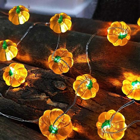 Guirlande lumineuse citrouille orange 3D, 3 m (10 pi), 30 LED, pour Halloween, Thanksgiving et décorations d'automne. Fonctionne sur piles et inclut une télécommande et une minuterie pour Noël et la f (1/5)