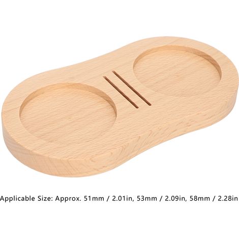 Ortviai Tapis en bois pour tasse à café – Tamponneur, distributeur de poudre et support pour réseau de distribution d’eau – Hêtre – 51/53/58 mm (1/4)
