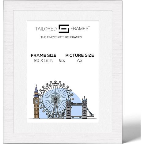 Cadre Photo Blanc 50,8 x 40,6 cm pour Photo A3 Cadre Photo Simple Type de Suspension Murale Cadre Photo avec Passe-Partout Blanc (1/5)