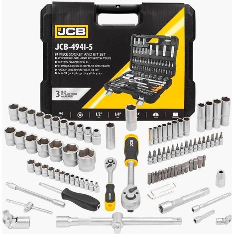 JCB Juego de herramientas profesional 94 piezas negro robusto