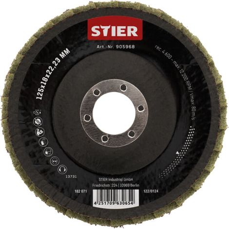 Disques abrasifs à lamelles en nylon STIER 125 x 18 x 22,23 mm, grain moyen 5 pièces (1/5)