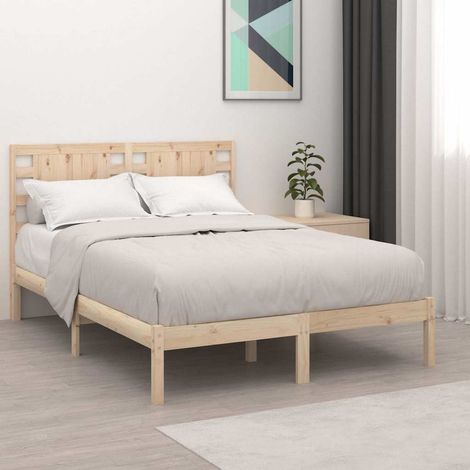 vidaXL Estructura de cama de matrimonio madera maciza 135x190 cm (1/5)