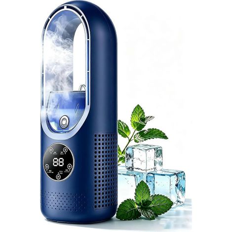 Climatiseur portable, mini rafraîchisseur d'air 3 en 1 à commande tactile avec réservoir d'eau, ventilateur de refroidissement évaporatif silencieux alimenté par USB avec 6 niveaux d'humidité (1/5)