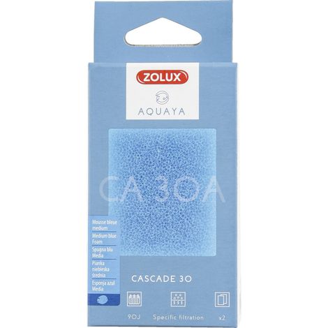 Filtre pour pompe cascade 30, filtre CA 30 A mousse bleue medium x2. pour aquarium. - zolux