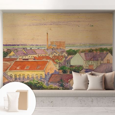 Tapete Vliestapete mit Kleber - Wanddekoration Wohnzimmer - Tapete Schlafzimmer Stadthäuser 208x146 cm (1/5)