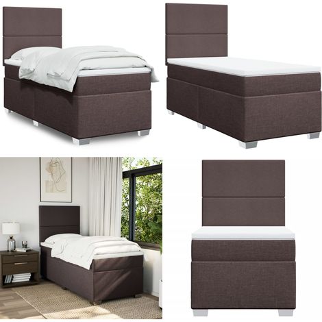 Sommier à lattes de lit avec matelas Marron foncé 80x200 cm - Lit Double - Literie - Matelas - Sommier - Chambre À Coucher - Home & Living (1/5)