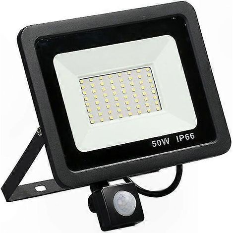 Spot extérieur LED 50W 6500K Blanc Froid, projecteur avec détecteur de mouvement, IP66 étanche, éclairage de sécurité pour jardin et périmètre (1/4)