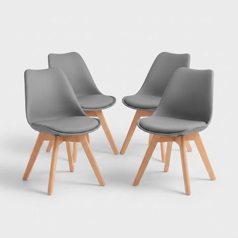Set 4 sedie design cucina e soggiorno polipropilene legno Lola - Grigio Scuro