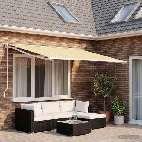 vidaXL Telo di ricambio per tenda da sole Giallo e Bianco 600 ×