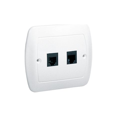 Prise Téléphonique Double Rj11 - Blanc - 2 Prises - Installation Facile - Design Moderne