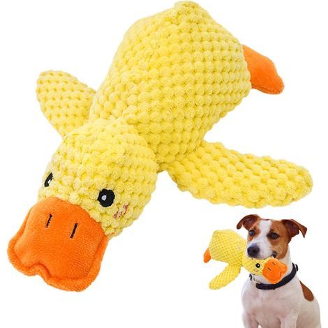 Jouet canard apaisant chien - 1 pc, Jouet à mâcher peluche jaune couineur, Oreiller confortable intérieur extérieur - Jaune (1/5)