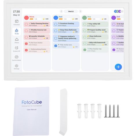 Calendrier numérique intelligent 15,6 pouces HD tactile WiFi – Cadre photo planificateur familial avec application Android 9.0 blanc pur, organisation (1/5)