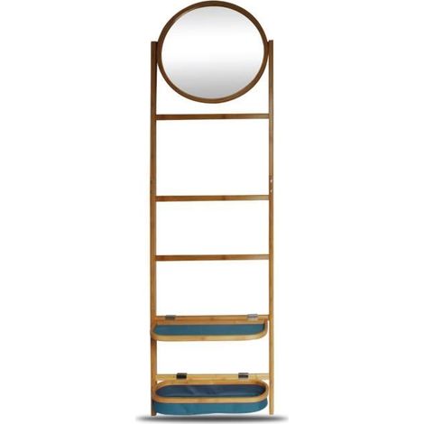 Étagére en bambou coloris naturel avec miroir - Longueur 49 x Hauteur 175 cm -JUANIO (1/3)