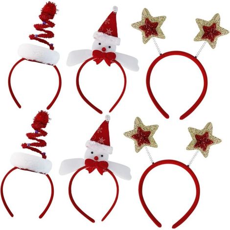 6 Pièces Serre-tête de Noël Lot Sapin Étoile Bonhomme de Noël Accessoires pour Cheveux (1/5)