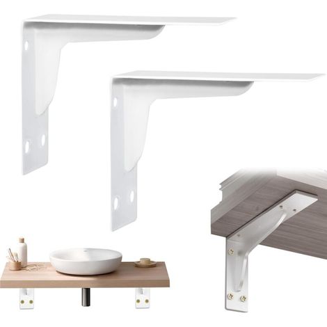 Equerre Charge Lourde,Equerre Etagere Murale,équerre étagère,Support Etagere avec Vis à Expansion Métallique 4, Vis Auto-Taraudeuses 4, Equerre Etagere Murale Blanche 2 Pièces (190×140mm)