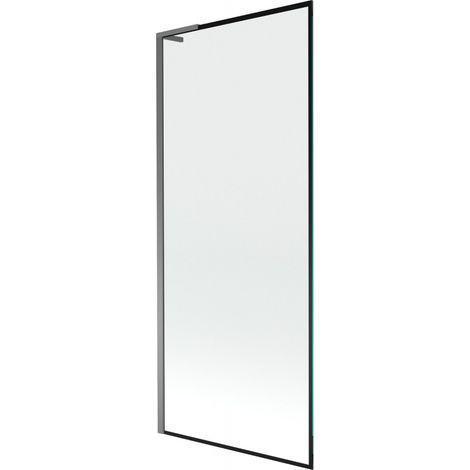 Mexen Next L paratia vasca da bagno 1-anta 80 x 150 cm, cornice nera, gun metal - 895-080-000-03-70-95 (1/5)