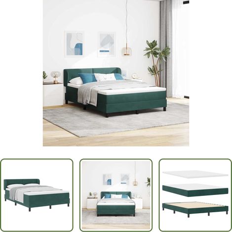 Samtbett - Boxspringbett mit Matratze Dunkelgrün 160 x 200 cm Samt (1/5)