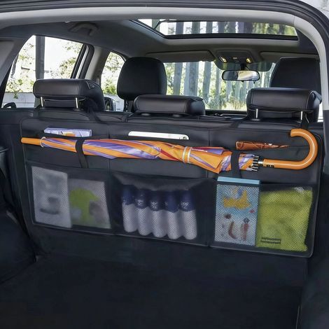 Sac de rangement pour coffre de voiture en tissu Oxford, Organisateur suspendu pliable pour siège arrière avec sangle, Pochette de rangement universelle pour dossier de siège arrière (1/5)