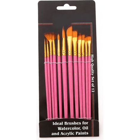 Acrylpinselset, 12 Nylonpinsel für Acryl- und Aquarellmalerei, professionelles Set für Künstler aller Niveaus.