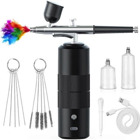Airbrush-Set mit Kompressor, Hochdruck-Airbrush-Set, Schwarz (1/5)