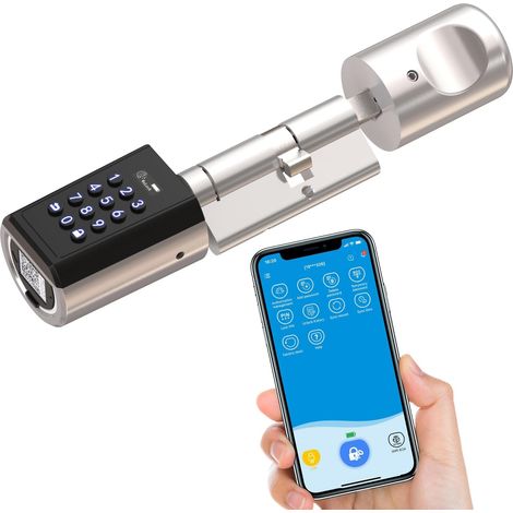 Serrure connectee porte entree PBL41 - Serrure à code installation facile APP smartphone Commande Bluetooth Smart lock cylinder réglable 40x30 Epaisseur de la porte 50-100 mm (1/5)