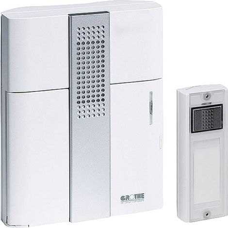Sonnette sans fil 43305 – Set complet Mistral 200M – Portée 500m – 17 mélodies polyphoniques – Volume réglable 86 dBA – Grothe