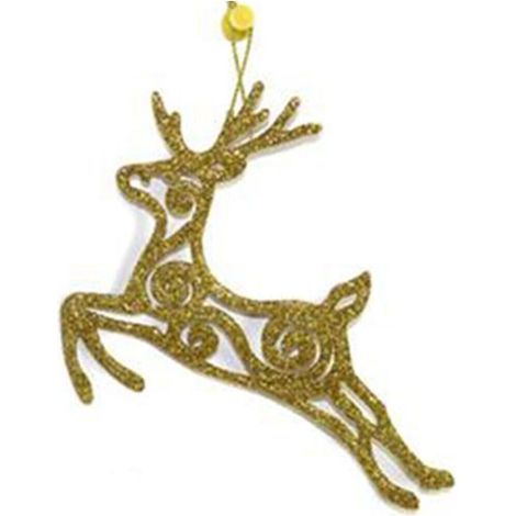 Renna addobbi per Albero di Natale Decorazioni natalizi rosso bianco oro argento glitterate set10 ornamento casa negozio vetrine - colorigenerali: ROSSO (1/4)