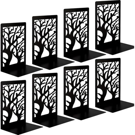 4 Paire Serre Livres Metal Cale Livre en Métal Presse Livre CD Antidérapants Bloc Livre pour étagère Décoratifs Support de Serre-Livres pour Maison Bureau Écoles (Noir) (1/5)