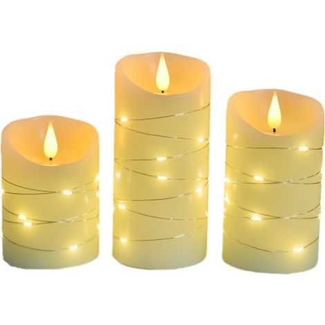 3pcs Bougie Sans Flamme, Bougie LED Télécommande Timable Batterie Lumière Thé Pour La Décoration De La Maison De Vacances De No,Size:7.510/12.5/15cm (1/5)