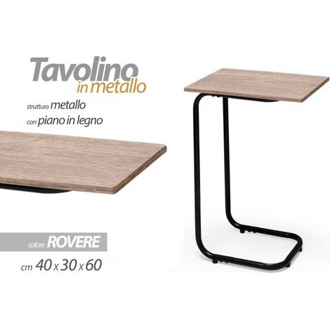 Servetto Couchtisch aus Eichenholz mit Metallstruktur cm 40 x 30 x 60 h