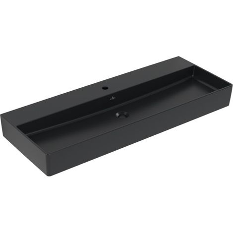 Lavabo VB Memento 2.0 1200 x 470 mm rectangulaire 1 HL, sans trop-plein. Noir pur cplus