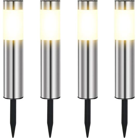 Set di 4 luci solari da giardino per esterni, luce calda, impermeabili, per patio, prato e vialetto.