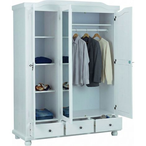 Armadio Multiuso 2 Ante Somma, 4 Ripiani, 3 Cassetti, Apertura Battente, 150x200h cm Bianco