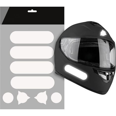Lot de 8 Autocollant Réfléchissant Casque Moto, Bandes Adhésives Universelles, Sécurité Visibilité, Design Racing (1/5)