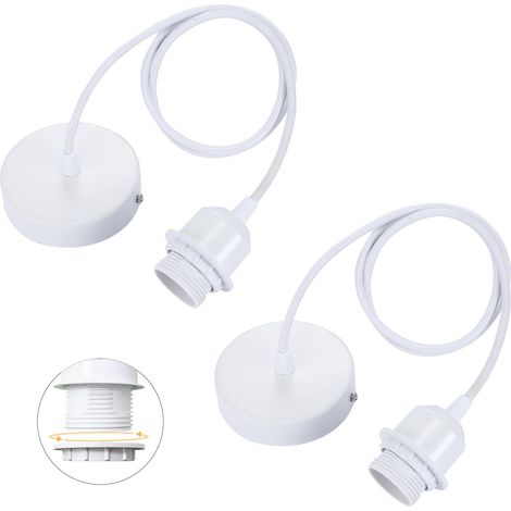 lot de 2 suspensions E27 avec bague vissable, câble textile réglable 100cm, suspension compatible avec abat-jour, douille idéale pour suspension de cuisine (1/5)