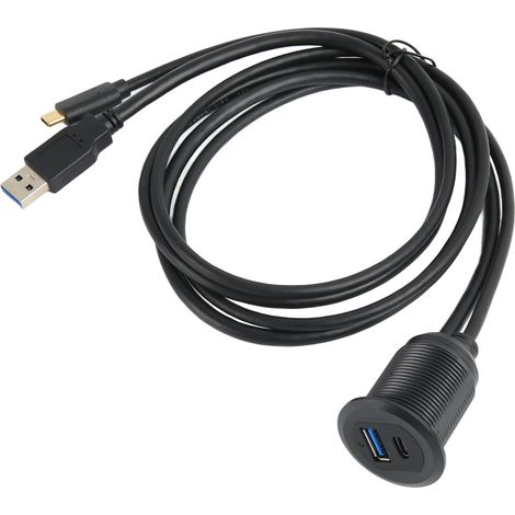 Câble USB 3.0 vers Type C 3.1 étanche avec voyants LED, pour tableau de bord et transfert de données plug-and-play (1/5)
