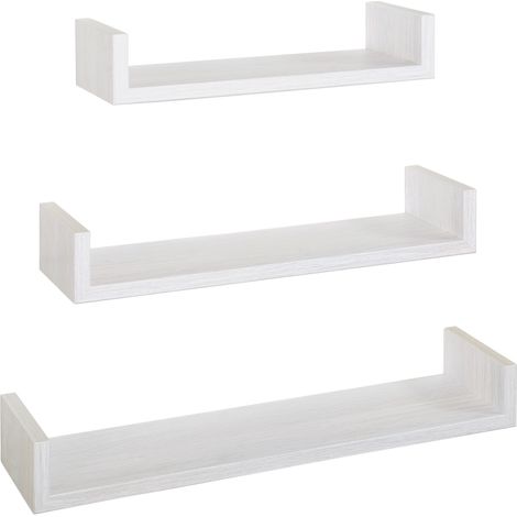 Set 3 Mensole da Parete 60-50-40x15,5x8 cm in Fibra di Legno Calamita Rovere Sbiancato (1/5)