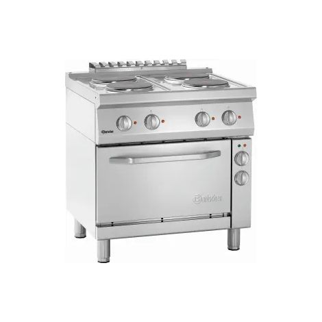 Fourneau inox électrique 4 feux, sur four électrique 3 x GN 1/1, 14 000 W, 400 V - TRI