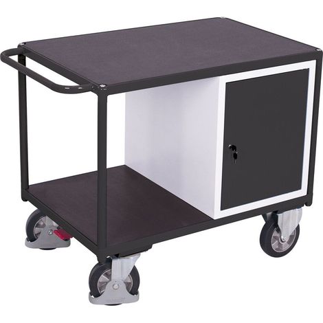 VARIOfit Schwerlast Werkstattwagen mit Schrank und 2 Ladeflächen 1060x700mm Anthrazitgrau RAL 7016