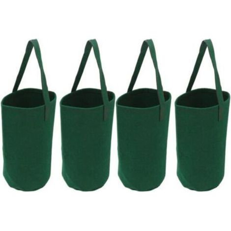 FLITI 4-piece set of inverted hanging planting bags for tomatoes and strawberries, florist bags, seedling bags, green (1/4)