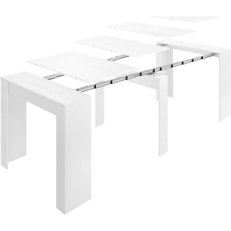 DEKIT - Mesa Extensible comedor cocina color Blanco Brillo 77x54-239x90 cm modelo KIONA (1/5)