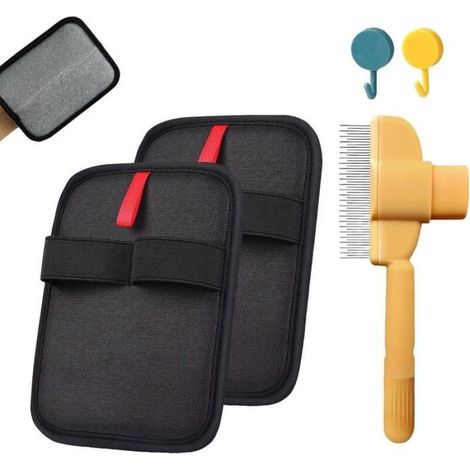 Gants d'épilation pour animaux, Gants d'épilation magnétiques pour animaux, pour enlever les poils d'animaux (B) Brosse (1/5)