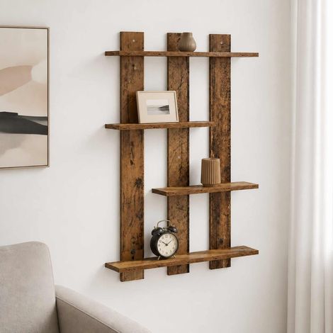 vidaXL Scaffale da parete Legno antico 61 x 13,5 x 88 cm