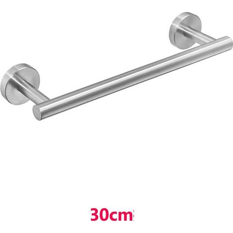 Brushed 304 stainless steel bath towel rack, single 30cm rod, silver finish (1/4)