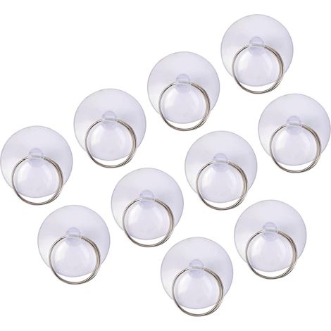 Lot de 10 ventouses transparentes avec fer pour crochets muraux en verre dans la cuisine, la salle de bain, 25 mm, 35 mm, 45 mm de diamètre (35 mm)