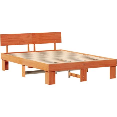 Lit double,Lit adulte,Cadre de lit Marron cire 140 x 200 cm Bois massif en pin CFW6162224 (1/5)
