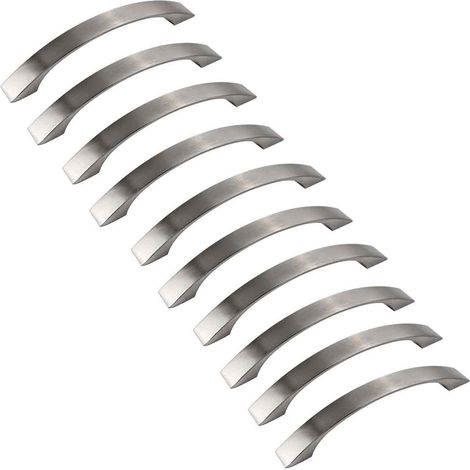 Lot de 10 poignee de meuble cuisine - chromées- Poignées de porte Nickel Brossé poignee de cuisine poignée cuisine inox entraxe 96mm (1/5)