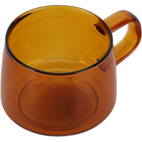 250 ml Kaffeetasse aus klarem Borosilikatglas mit Untertasse und Henkel, Gläserset für Saft, Tee, Milch, Wasser, bernsteinfarben, für den Hausgebrauch (1/5)