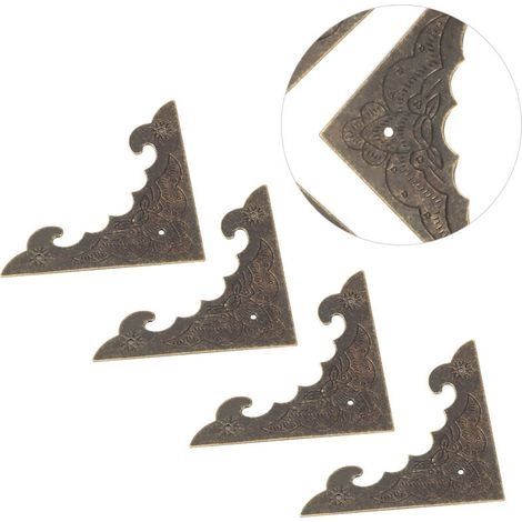 Lot de 12 boîtes à bijoux en bois, coffret cadeau, protections d'angle décoratives en bronze, protection des bords, S (1/4)