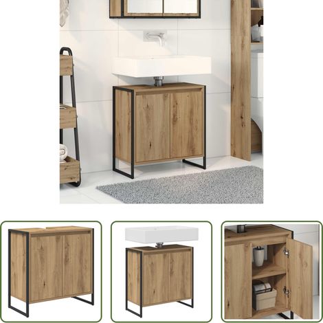 vidaXL Meuble salle de bain - Cabinet de salle de bain Chêne artisan 60 x 30 x 60 cm (1/5)